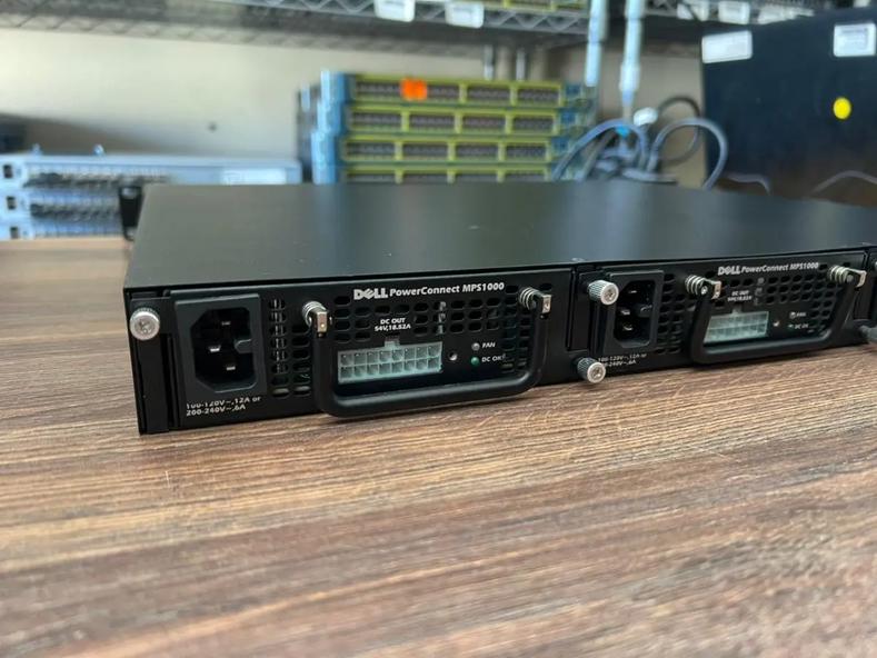 Dell PowerConnect MPS 1U shelf with MPS1000 modules installed.